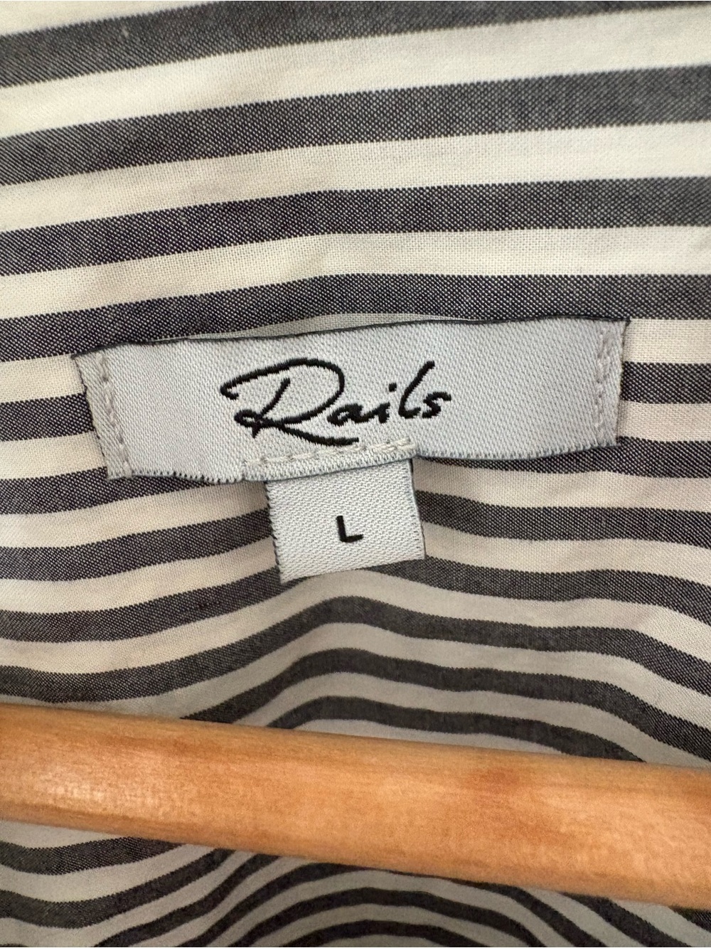 Rails Ramy Shirt Noir Stripe Button Down. Size Large. - Picture 4 of 10